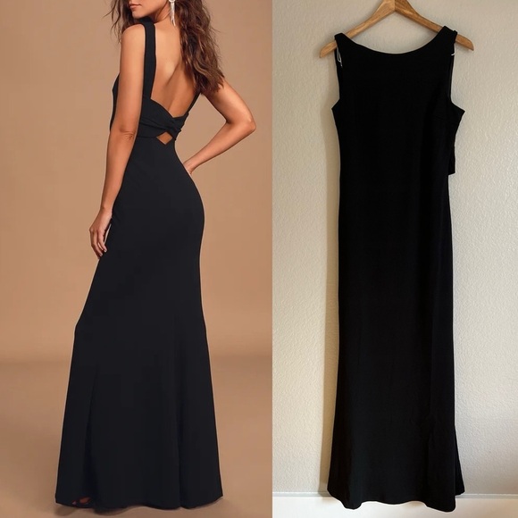 NWOT Love In Your Eyes Black Knotted Mermaid Maxi Dress - Picture 1 of 10